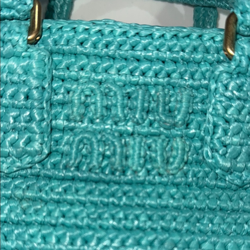 Miu Miu Teal Raffia Bag NWT - Picture 3 of 6